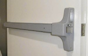 push bar attached to metal door