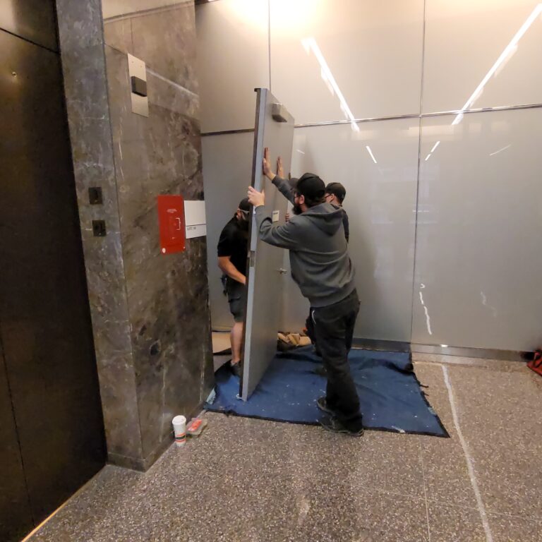 We work on cladded, heavy, and custom doors.